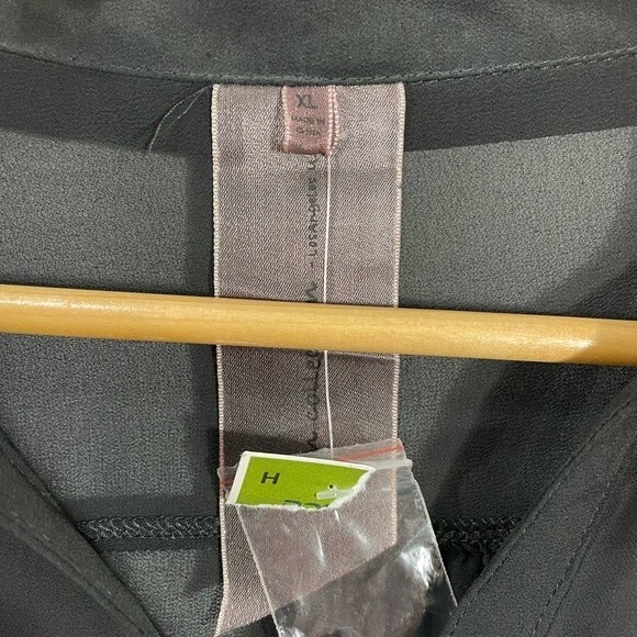 New Sheer Black Split Neck Breast Pocket Blouse - Picture 9 of 10